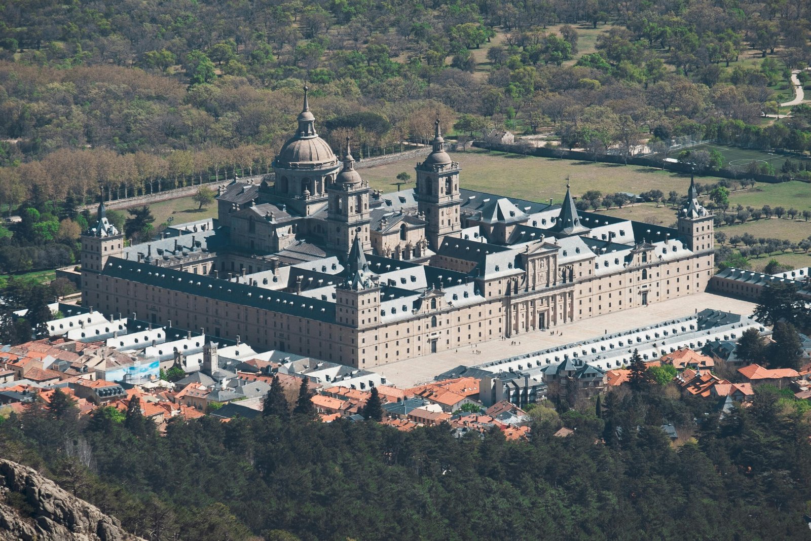 Aerial Photography of Royal Monastery of San Lorenzo De El Escorial in Spain